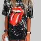 Splatter Paint Lip Print T Shirt