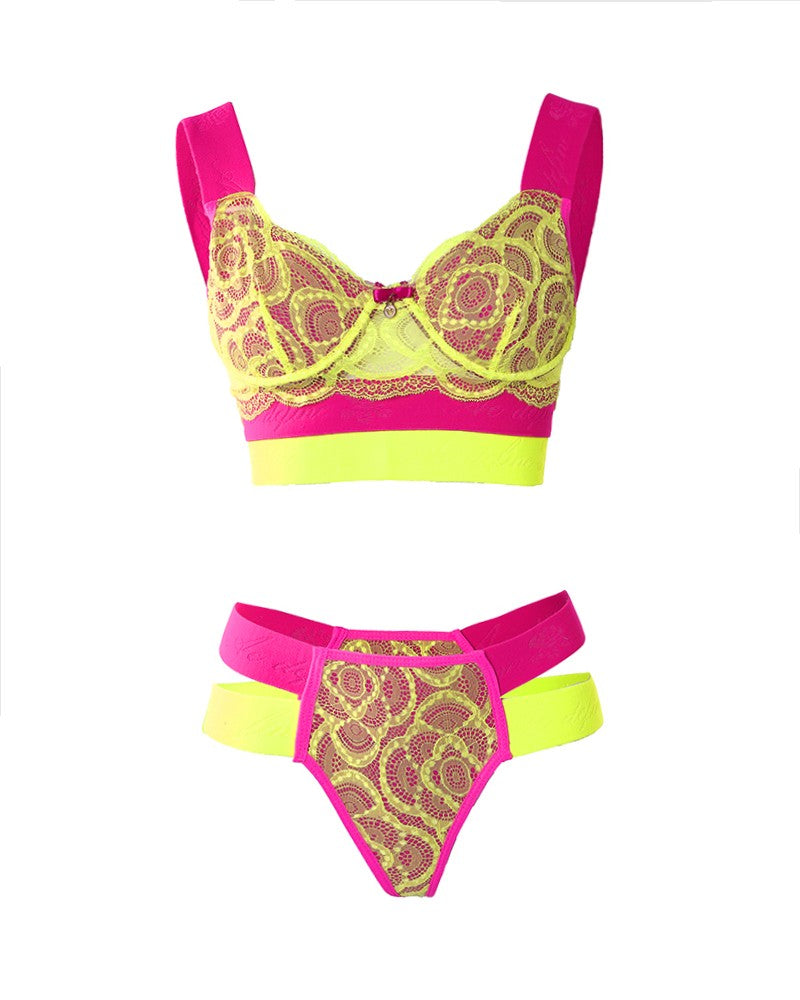 Colorblock Contrast Lace Lingerie Set