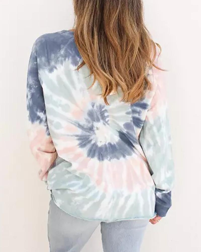 Tie Dye Print O neck Sweatshirt