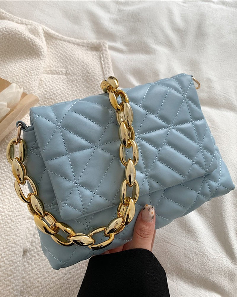 Quilted Chain Strap Flap Shoulder Bag