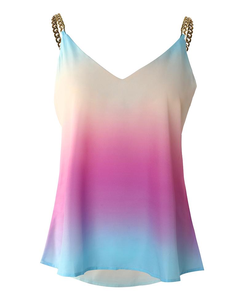 Ombre Chain Strap Cami Top