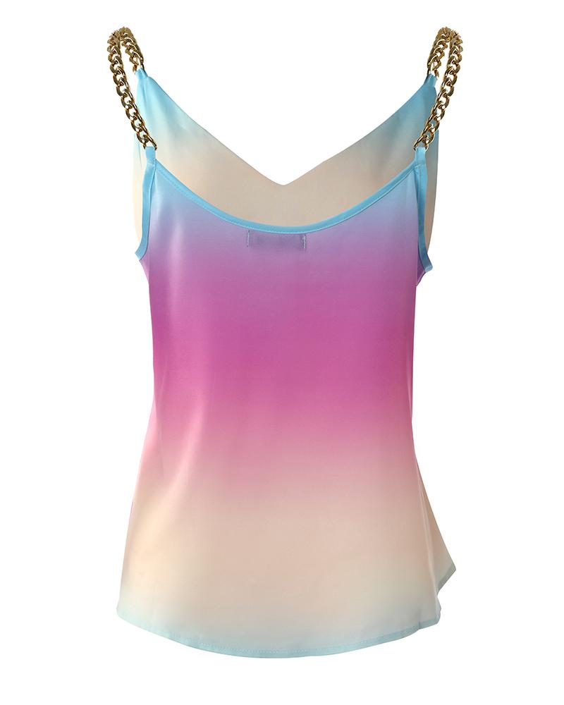 Ombre Chain Strap Cami Top