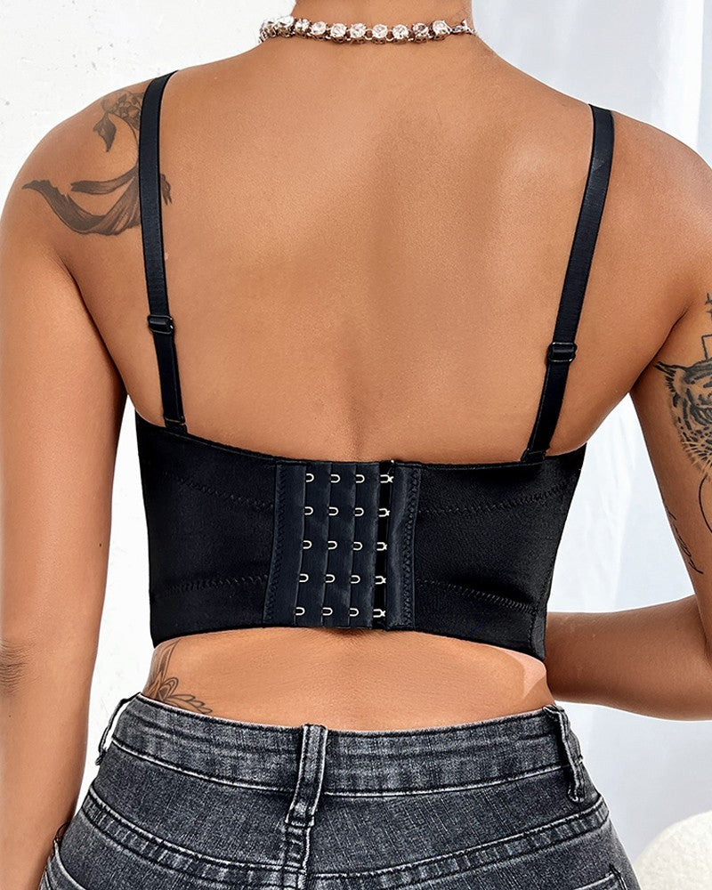 Geometric Sequin Removable Strap Crop Corset Top