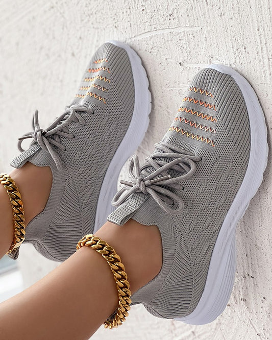 Hollow Out Lace up Slip On Breathable Sneakers