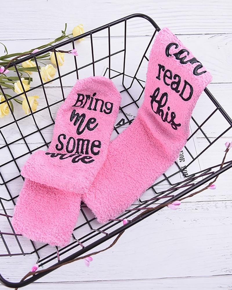 1Pair Funny Letter Print Crew Socks