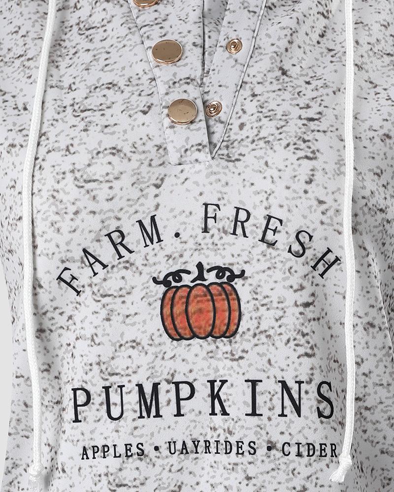 Halloween Pumpkin Letter Print Pocket Design Hoodie