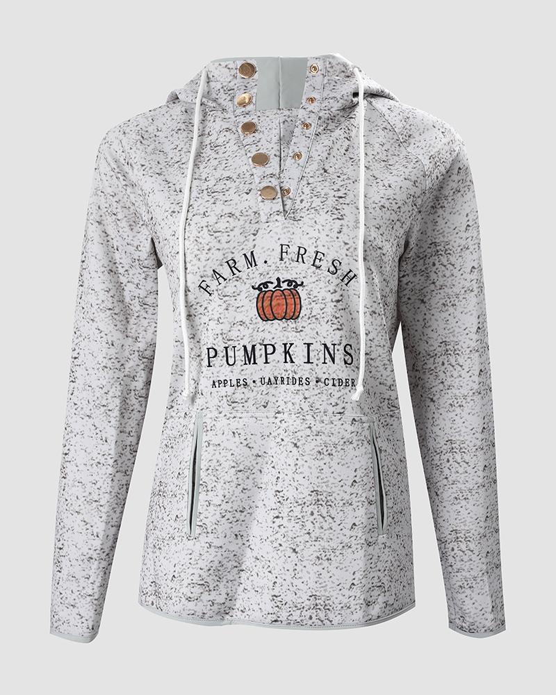 Halloween Pumpkin Letter Print Pocket Design Hoodie