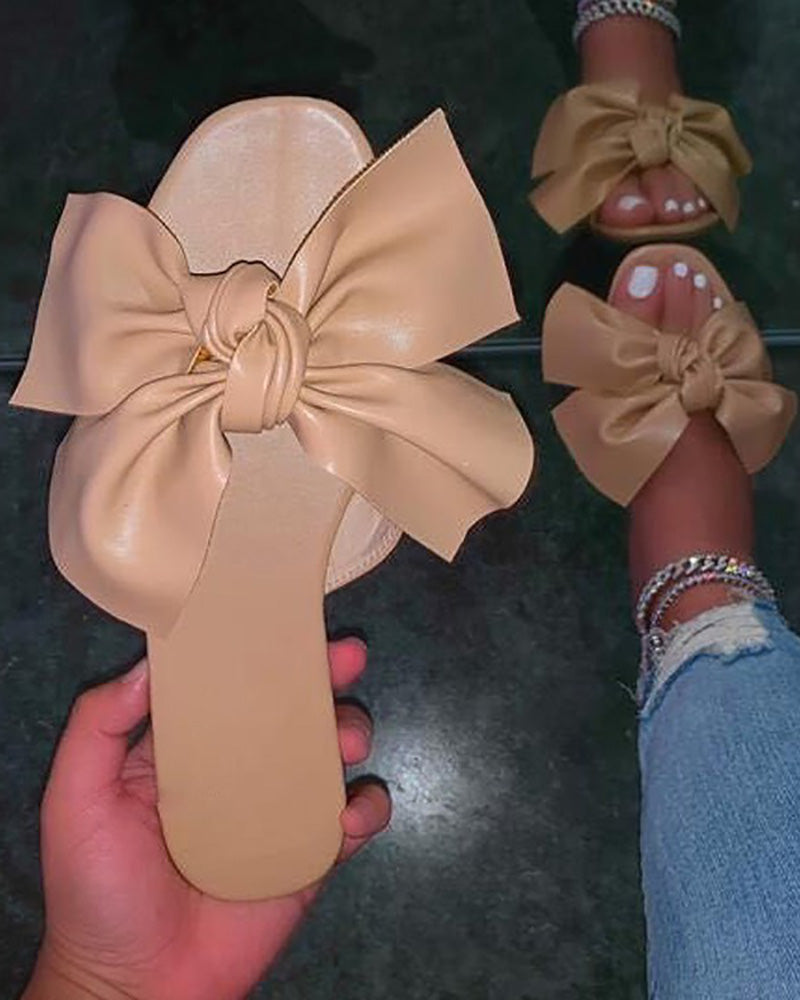 Bowknot Design One Strap Slippers