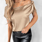 Bowknot Decor Short Sleeve Satin Top