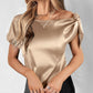 Bowknot Decor Short Sleeve Satin Top