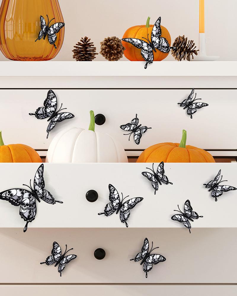 12pcs Halloween Decorations DIY Realistic Butterfly Wall Decor