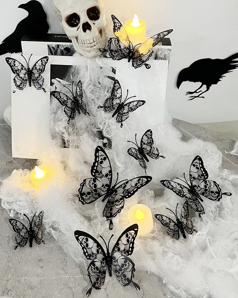 12pcs Halloween Decorations DIY Realistic Butterfly Wall Decor