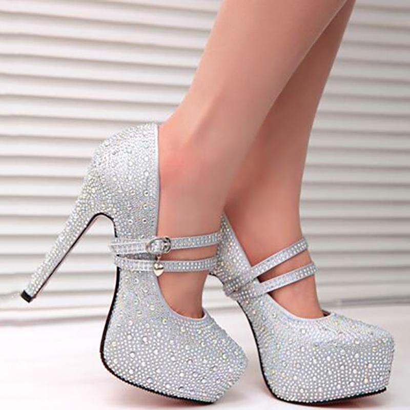 Sparkly Shiny Strappy Stiletto High Heels