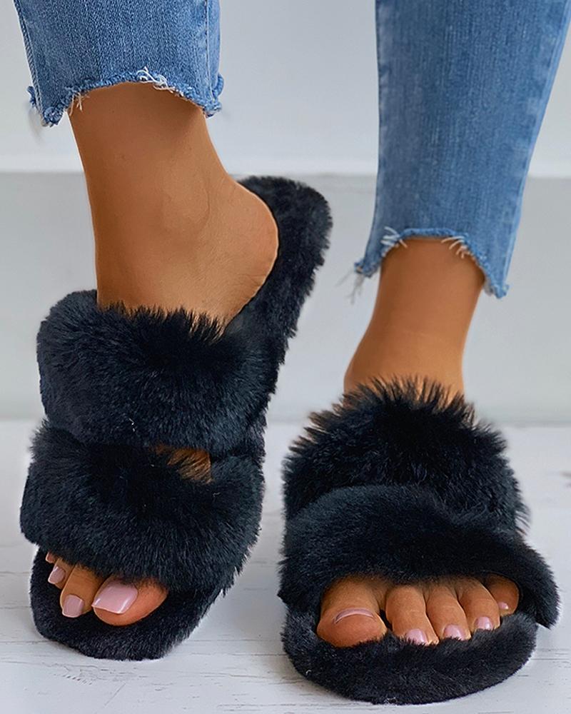 Fluffy Toe Post Casual Slippers