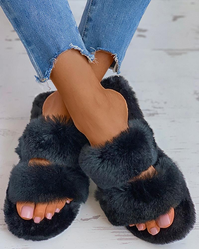 Fluffy Toe Post Casual Slippers