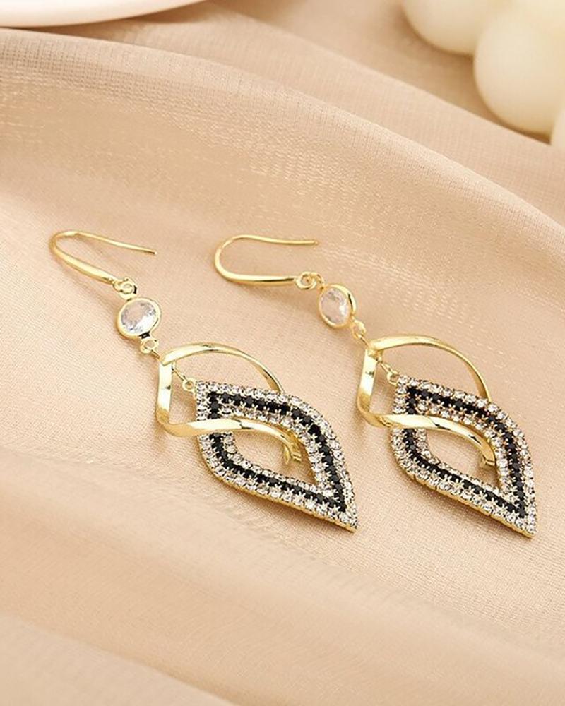 1Pair Rhombus Rhinestone Drop Earrings