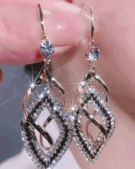 1Pair Rhombus Rhinestone Drop Earrings