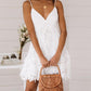 Spaghetti Strap V Neck Lace Dress