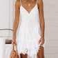 Spaghetti Strap V Neck Lace Dress