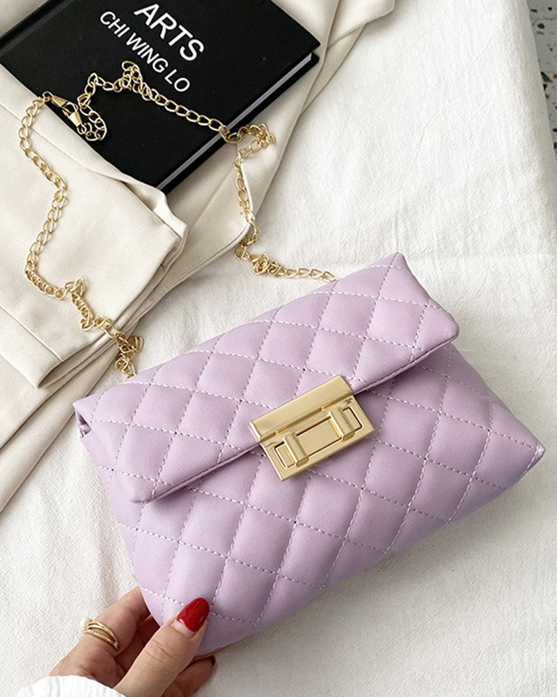 Quilted Chain Strap Flap Crossbody Bag