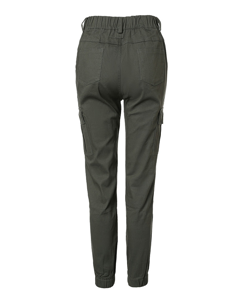 Pocket Design High Waist Cargo Pants