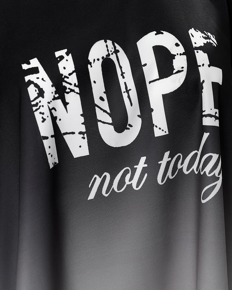 Nope Not Today Ombre Print Chain Strap Cold Shoulder Top