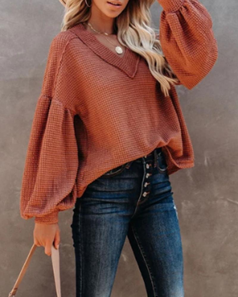 Solid Color Long Sleeve Top