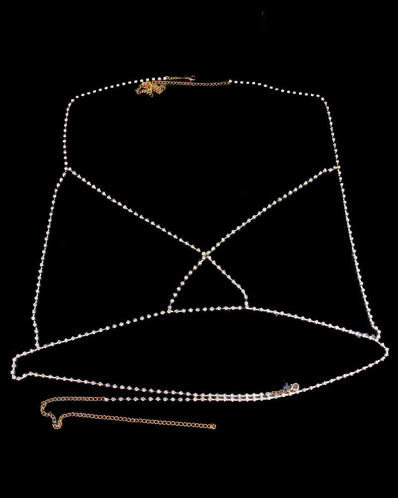 Rhinestone Decor Bandage Cutout Body Chain