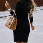 Long Sleeve Button Front Bodycon Dress