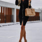 Long Sleeve Button Front Bodycon Dress