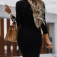 Long Sleeve Button Front Bodycon Dress