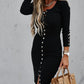 Long Sleeve Button Front Bodycon Dress