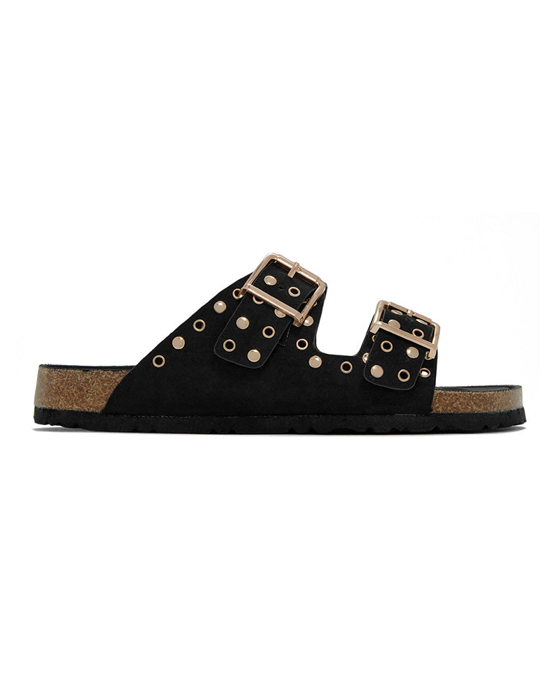 Eyelet Buckled Double Strap Casual Slippers