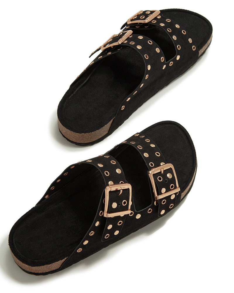 Eyelet Buckled Double Strap Casual Slippers