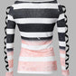 Colorblock Striped Print Crisscross Cold Shoulder Top