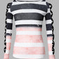 Colorblock Striped Print Crisscross Cold Shoulder Top