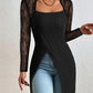 Lace Patch Overlap Long Sleeve Top