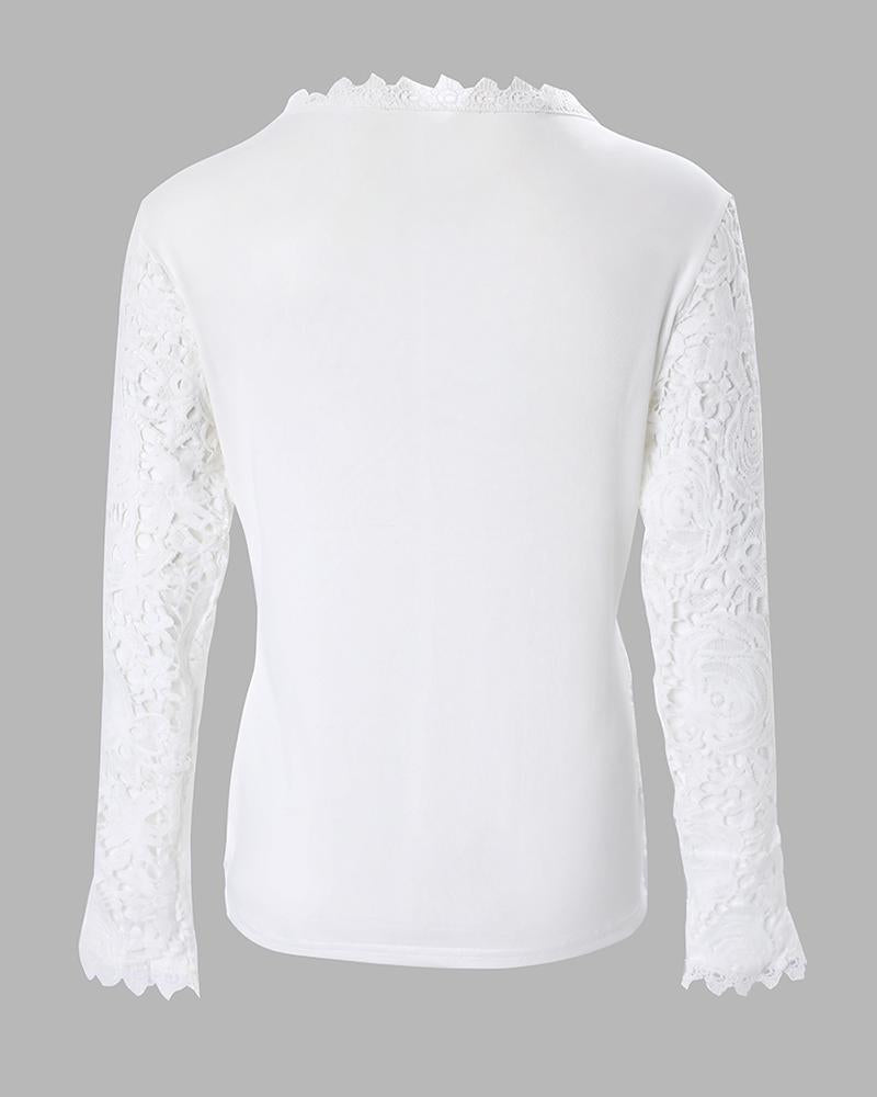 Plain Long Sleeve Lace Top