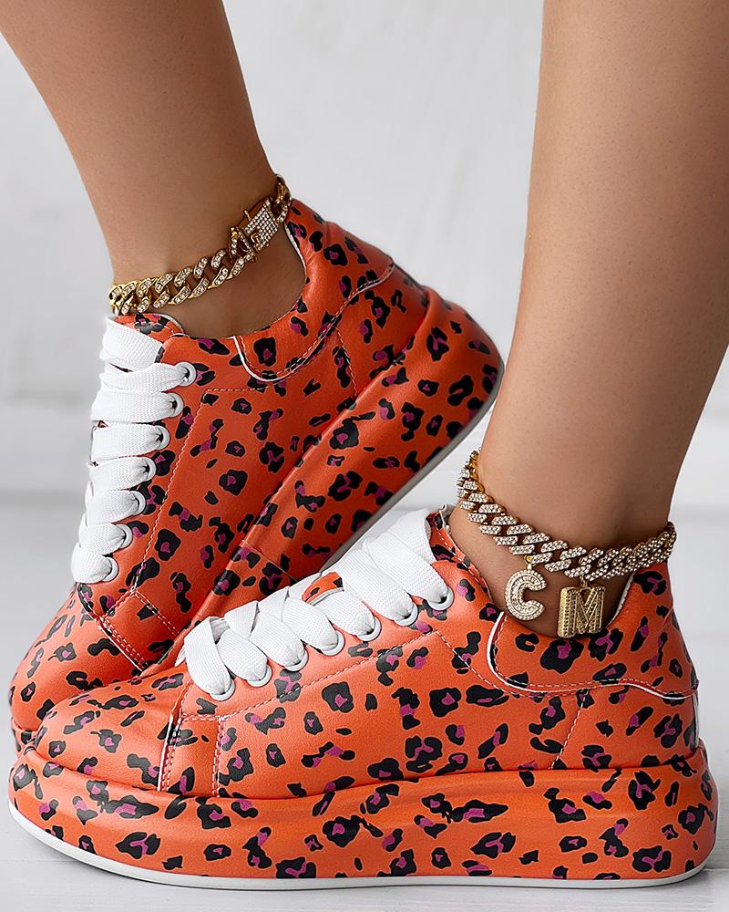 Leopard Print Platform Casual Sneakers