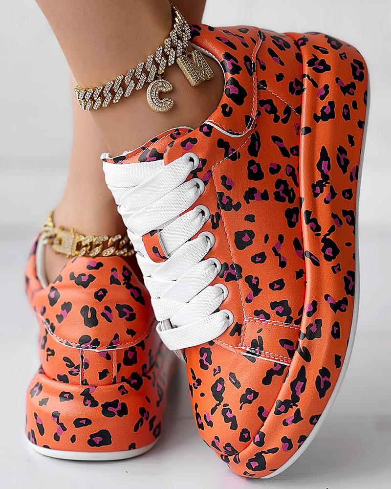 Leopard Print Platform Casual Sneakers