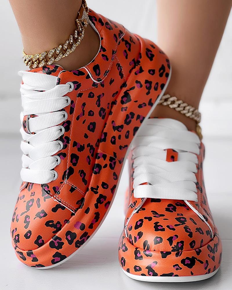 Leopard Print Platform Casual Sneakers