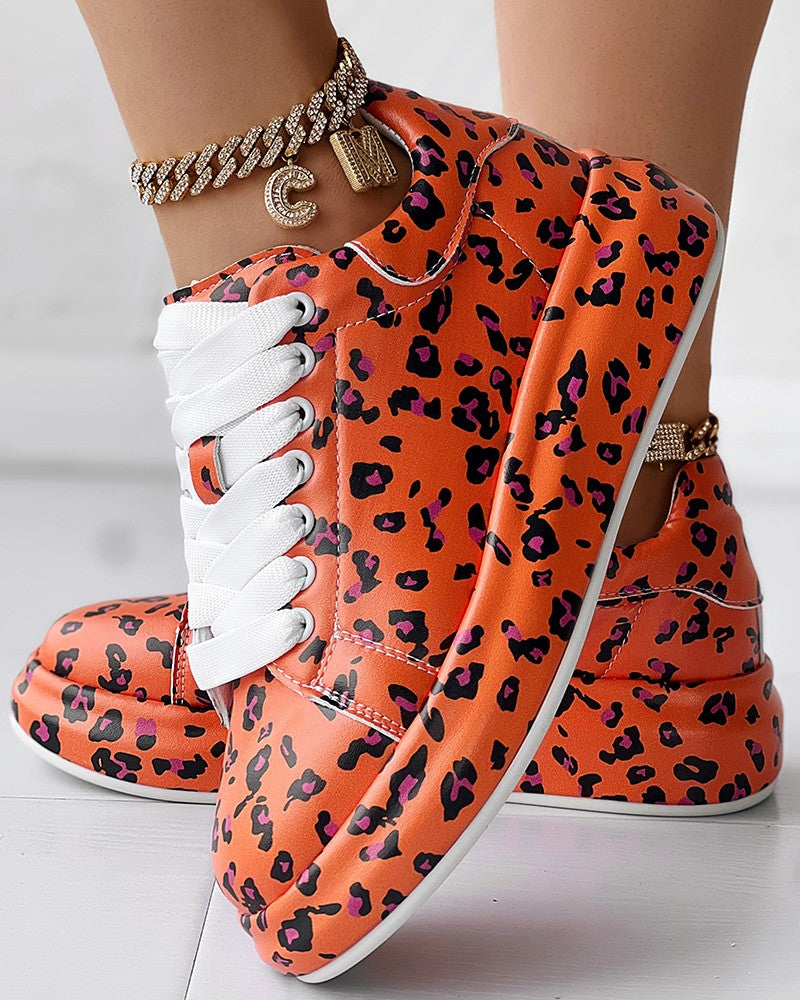 Leopard Print Platform Casual Sneakers