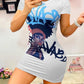 Graffiti Figure & Letter Print Short Sleeve Mini Dress