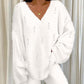 V Neck Beaded Fuzzy Top & Pants Set