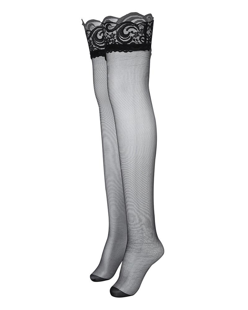 1Pair Sheer Mesh Lace Trim Stockings