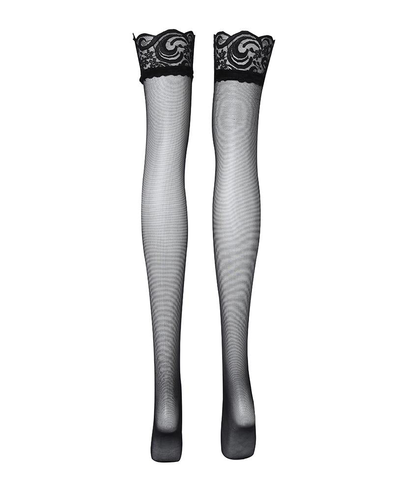 1Pair Sheer Mesh Lace Trim Stockings