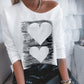 Long Sleeve Heart Print Casual Top