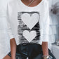 Long Sleeve Heart Print Casual Top