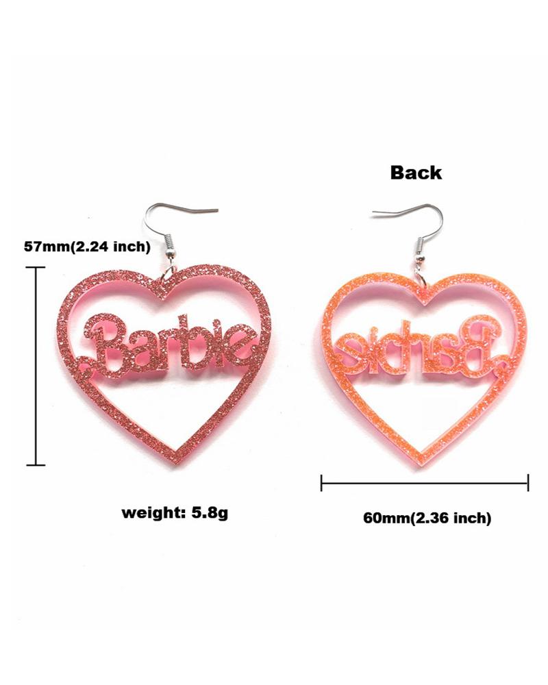 1Pair Glitter Barbie Hollow Heart Hook Earrings