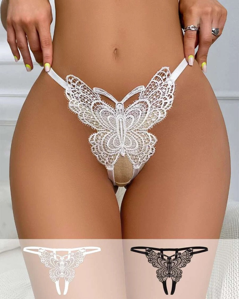 Lace Butterfly Crotchless Panty